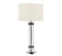 Orsina Silver & Ivory Table Lamp, Tall Ribbed Glass Column with Silver Metal Rings, Modern Table Light Orsina Silver