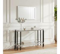 Orsina Silver Metal Console Table With Black Legs