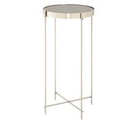 Orsina Silver Mirror Tall Side Table, Contemporary Mirrored Glass Table, Slim Tubular Chrome Legs, Luxe Side Table in Rose Gold Orsina Rose Gold