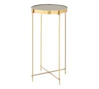 Orsina Silver Mirror Tall Side Table, Contemporary Mirrored Glass Table, Slim Tubular Chrome Legs, Luxe Side Table in Black Orsina Black