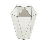 Orsina Silver Mirrored Glass Side Table With Faceted Design, Boutique Style End Table, Silver Small Bedside Table Orsina Silver