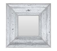 Orsina Silver Mosaic Wall Mirror With Bevelled Glass Frame, Square Decorative Mirror With Light Grey Trim, Mirror