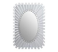 Orsina Silver Rectangular Sunburst Wall Mirror, Decorative Radial Pattern Statement Mirror, Contemporary Wall Décor Orsina Silver