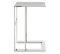 Orsina Silver Side Table, C-Shaped Stainless Steel Side Table For Living Room, Modern Metal Accent Table