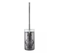 Orsina Silver Toilet Brush Holder With Fade Effect & Leaf Pattern, Stylish Toilet Scrubber Brush, Compact Loo Brush