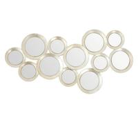 Orsina Silver Wall Mirror With 12 Circle Design, Vintage Bubble-Like Style Mirror, Artistic Interior Statement
