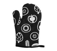 Orsina Single Oven Glove, Contemporary Pattern With Quilted, Heat-Resistant Fabric, Ensures Safe Handling Of Hot in Black Orsina Black