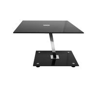 Orsina Sleek Black Tempered Glass Chrome Frame Top End Table, Modern Design Side Table, Durable Glass Corner Table Orsina Black