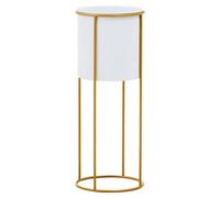 Premier Housewares Large White And Gold Floor Standing Planter Modern Free Standing Extra Large Plant Pots with Luxe Gold Frame Planters For Outdoors Garden Pots, 23cm x 60cm x 23cm