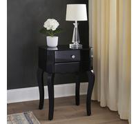 Orsina Sleek 1 Drawer Side Table, Black Mirrored Modern Side Table For Livingroom, Glass Finished Bedside Table Orsina Black