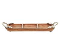 Orsina Sleek Acacia Wood 3 Compartment Tray, Contemporary Sectioned Serving Dish, Refined Wooden Appetizer Platter in Natural Orsina Natural