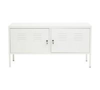 Orsina Sleek And Sturdy Two Door White Locker, Compact Shelving Locker, Secured Storage Of Slim Locker With Handle