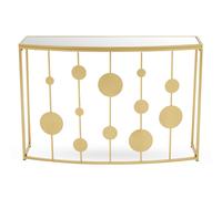 Orsina Sleek Champagne Gold Finish Console Table With Mirror Top, Sturdy Hallway Table, Decorative Surface Table Orsina Gold