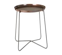 Orsina Sleek Large Copper & Black Side Table, Round Top Small Lounge Table, Contemporary Bed Side Table in Gold Orsina Gold