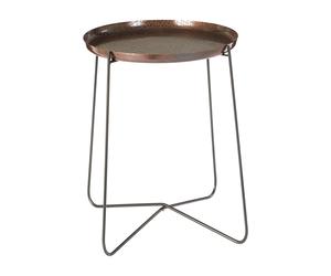 Orsina Sleek Large Copper & Black Side Table, Round Top Small Lounge Table, Contemporary Bed Side Table in Gold Orsina Gold