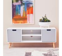 Premier Housewares Interiors By Premier Sleek And Modern Tv Unit, Versatile Tv Cabinet, White Finish Tv And Storage Unit, Sleek Corner Tv Unit