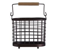 Orsina Sleek Oval Bronze Coated Utensil Holder, Functional Utensil Holder, Secured Base Cooking Utensil Holder in Brown Orsina Brown