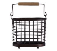 Premier Housewares Utensil Holder, Bronze Powder Coated Finish, Rubberwood Handle, Brown