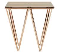 Orsina Sleek Square Rose Gold End Table, Versatile Statement Side Table, Contemporary Livingroom Side Table