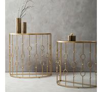 Interiors By Ph Half-Moon Console Tables Black Glass / Gold Metal Set Of 2