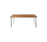 Orsina Sleek Teak Wood Dining Table, Elegant Textured Wooden Table For Outdoor Patio, Modern Kitchen Table