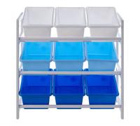 Premier Kids 3 Tier Storage Unit with 9 Plastic Bins, Blue