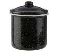 Orsina Small Black Canister, Stylish Storage Jar With Bamboo Lid And Airtight Seal, Durable Ceramic Canister