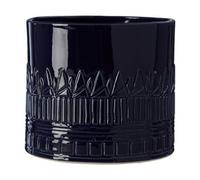 Orsina Small Blue Ceramic Planter With Embossed Pattern And Tribal Design, Modern Indoor Planter For Living Room