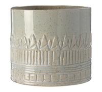 Orsina Small Ceramic Planter With Embossed Pattern And Tribal Design, Modern Indoor Planter For Living Room