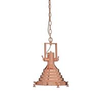 Orsina Small Copper Pendant Light, Industrial Ceiling Light With Vintage Finish, Stepped Iron Shade With Glass Base