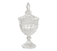 Orsina Small Decorative Jar, Clear Glass With Textured Finish And Dome Lid, Elegant Round Base With Pointed Knob
