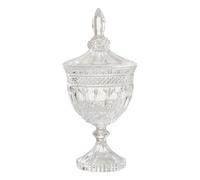 Orsina Small Decorative Jar, Clear Glass with Textured Finish & Dome Lid, Elegant Round Base with Pointed Knob Orsina Clear