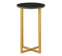 Orsina Small Marble & Iron Side Table, Nesting Table With Intersecting Iron Base, Metallic Small Table, Accent Table in Gold Orsina Gold