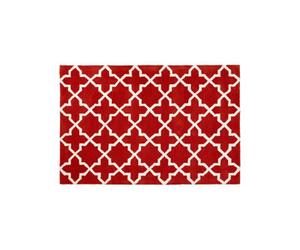 Orsina Small Orange Hand Tufted Rug, Modern Soft Wool Blend Rug With Circle Line Design, Durable Decorative Rug