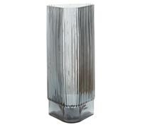 Orsina Small Ribbed Grey Glass Vase, Modern Decorative Vase, Triangular Shaped Vase with Angular edges, Flower Vase Orsina Grey