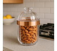 Premier Housewares Clear Canister, Acrylic, Rose Gold, 10 x 10 x 15 cm