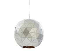 Orsina Small Silver Finish Pendant Light, Geometric Iron Pendant Light with Gold Interior, Black Cord Ceiling Light Orsina Silver