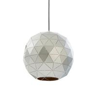 Orsina Small Silver Finish Pendant Light, Geometric Iron Pendant Light With Gold Interior, Black Cord Ceiling Light