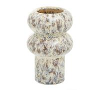 Orsina Small Vase, Beige Stoneware Vase, Free Standing Vase for Contemporary Homes, Marbling Effect Stoneware Vase in White Orsina White