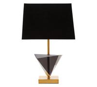 Orsina Smoked Crystal Table Lamp With Gold Metal Finish, Geometric Triangular Design Bedside Lamp, Modern Desk Lamp