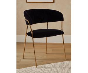 Orsina Soft Mink Velvet Dining Chair, Modern Dining Armchair, Mink And Gold Luxury Dining Chair For Home, Lounge