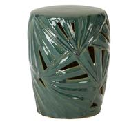 Palm Leaf Textured Green Ceramic Side Table Green