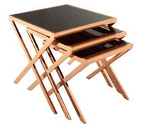 Orsina Space Saving Design Rose Gold Nesting Table, Elegant Modern Side Table For Livingroom, Durable Bedside Table Orsina Gold