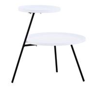 Orsina Space Saving Two Shelf White And Black Side Table, Bold Black And Crisp White Iron Small Lounge Table