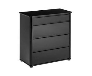 Orsina Spacious Black High Gloss 4 Drawer Chest, Modern Chest Of Drawers For Livingroom, Minimalist Storage Chest
