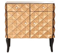 Orsina Spacious Copper Finish Cabinet, Unique Geomatric Design Sideboard Cabinet, Versatile Wooden Shelving Unit in Gold Orsina Gold