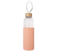 Orsina Spacious Glass Mug With Mint Silicone Sleeve, Easily Maintained Mug Glassware, Versatile Clear Glass Mugs in Peach Orsina Peach