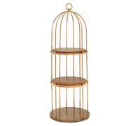 Orsina Spacious Small Cage Design Bookshelf, Durable Bird Cage Design Book Storage Shelf, Stylish Tall Book Shelf in Gold Orsina Gold