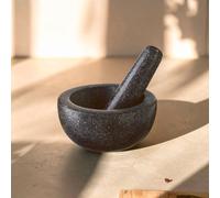 Orsina Speckled Charcoal Granite Tall Mortar & Pestle, Durable Granite Grinder with Textured Interior in Black Orsina Black