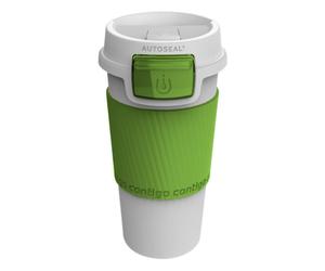 Orsina Spill Proof White & Lilac Auto Seal Mug, Leak Proof Thermal Cup For Travel, Functional Insulated Coffee Mug in Green Orsina Green